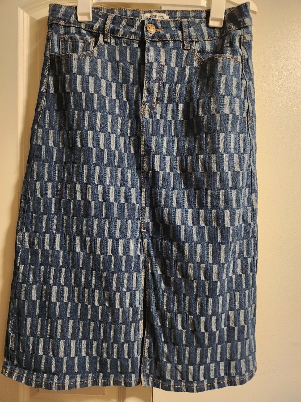 Women's Vintage Violet Long Pencil Skirt Size L – Blue